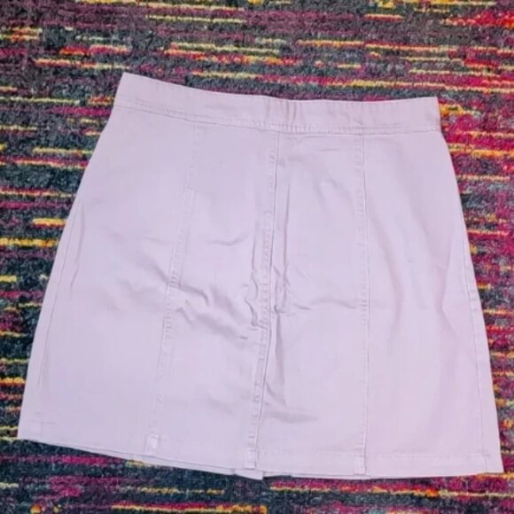 Iris brand Lavender Purple Button Up Mini Skirt 90's Vibe Size L NWT - Picture 2 of 5